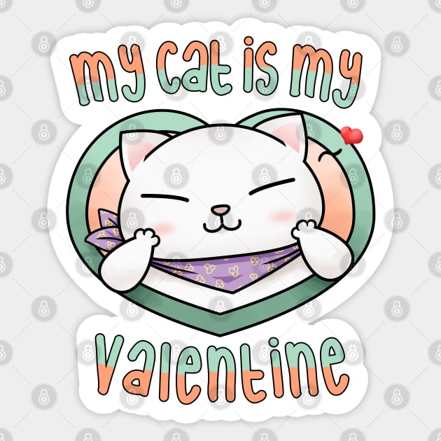 My cat is my Valentine Sticker by Takeda_Art